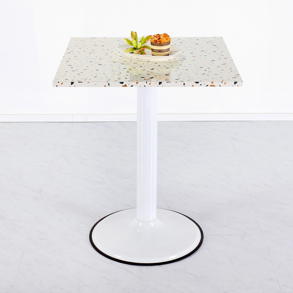 테라조 600 사각 화이트 A형 2인 식탁 티테이블