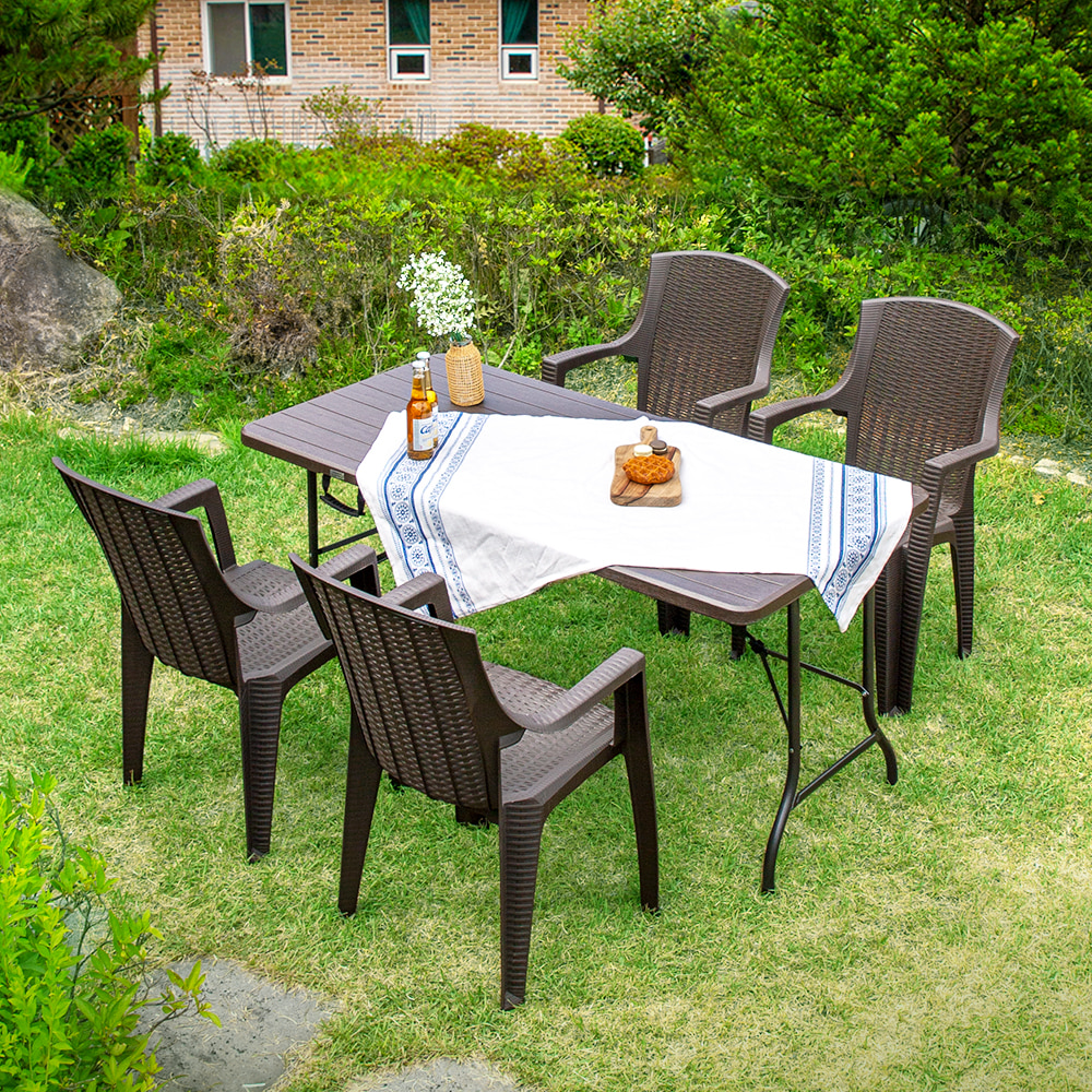 야외 의자 테이블 브로몰딩 접이식 플라스틱 라탄 카페 테라스 베란다 정원