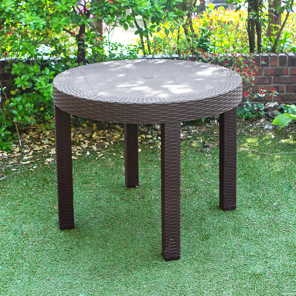 모니카 900 원형 라탄 플라스틱 테이블 야외 정원